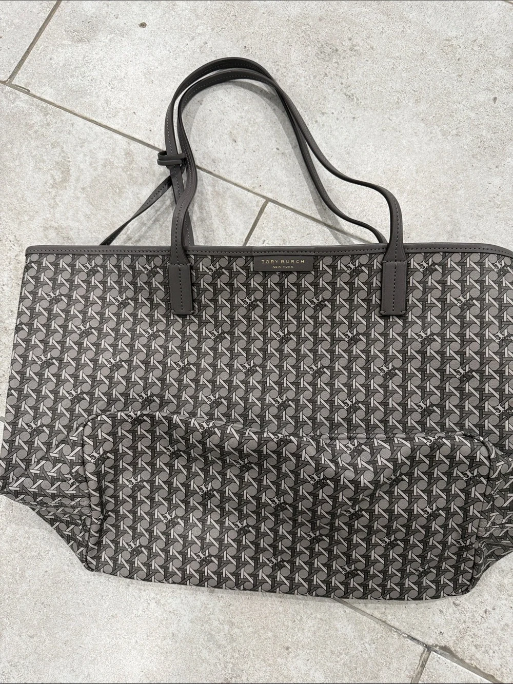 Tory Burch Gray Monogram Tote